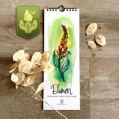 perpetual watercolor painting art birthday calendar Flowers foxglove | Ewiger Aquarell Kunst Kunstkalender Kalender Geburtstagskalender Blumen Fingerhut | Sandra Mahn