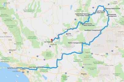 Wohnmobil Route Los Angeles-Las Vegas