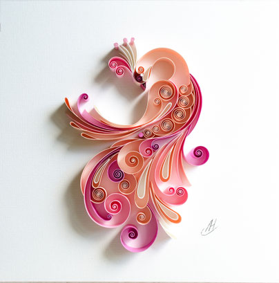 Peacock, Bird, Quilling paper art, Framed art, Anniversary, Wedding gift, Birthday, Home wall decor