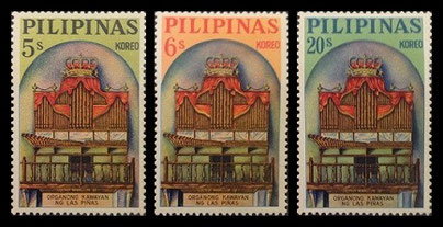 Mga Selyo ng Pilipinas: Mayo 4, 1964 - Organong Kawayan ng Las Pinas - Set ng 3 selyo - Malaking Imahen – Philippine stamps