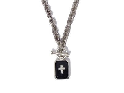 ジャスティンデイビス SNJ115 SQUARE ONYX STONE NECKLACE 50cm