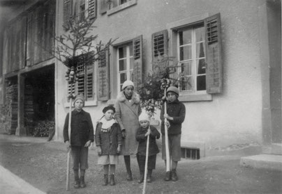 Palmsonntag bei der Ziegelhütte (Fam. Walde, "s Zieglers")