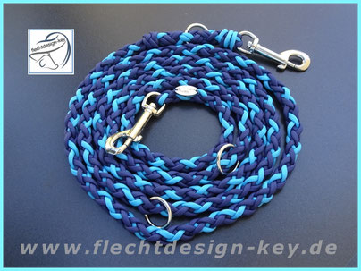 Paracord Hundeleine 6fach rund geflochten, verstellbar