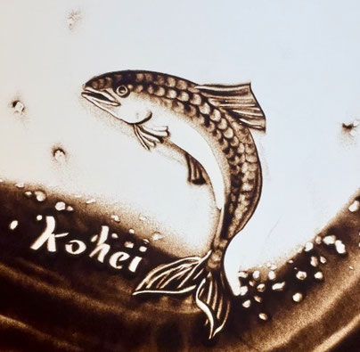 サンドアートで描いた魚（４分描き）