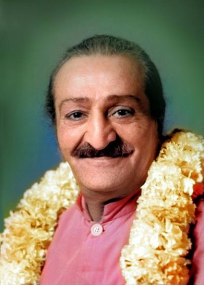 1956 : Trimmed & colourized image of Meher Baba in Washington, DC. by Nagendra Gandhi.
