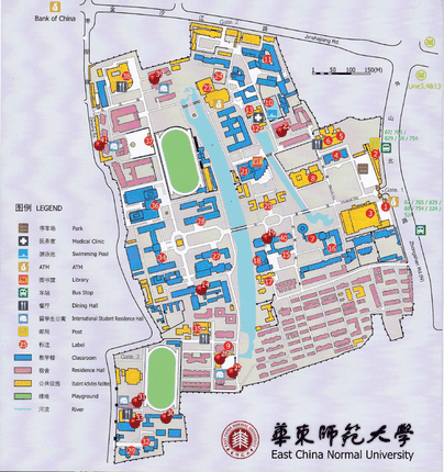中国語学留学　華東師範大学（上海）　キャンパス図