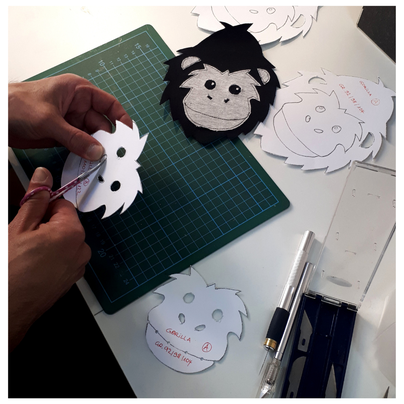Handgefertigte Schablone Applikation Kinderpullover Musterteil Gorilla