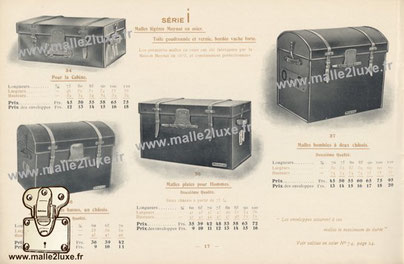 Series I:  Moynat light wicker trunk. Tarred canvas in varnish, edged strong cow. The envelopes provide these trunks with maximum durability. The first wicker trunk were made by Maison moynat in 1873, and constantly improved. For the cabin. Flat trunks fo