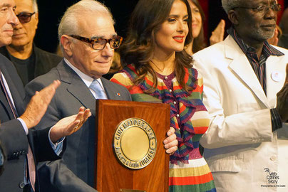 Festival Lumière à Lyon avec Martin Sorsese  en invité d'Honneur , ici avec  Salma Hayek,  qui lui  a remis le  Prix Lumière © Anik COUBLE