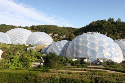 Futuristische runde Gewächshäuser in Bienenwabenoptik im Eden Project ©My own Travel