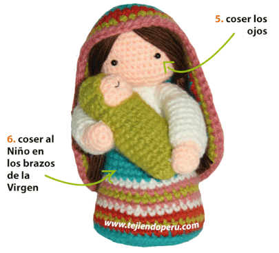 Paso a paso: Virgen María y Niño Jesús tejido a crochet (amigurumi Mary and Jesus tutorial)