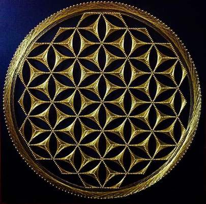 フラワーオブライフ「生命の花」ストリングアート 強いパワー　浄化　活力 フラワーオブライフ「生命の花」ストリングアート 強いパワー 浄化 活力