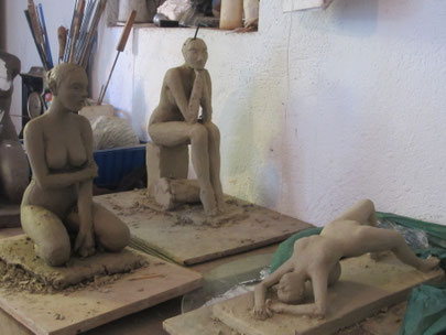 études de nu sculptures argile