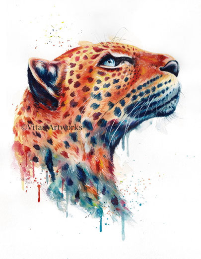  anmutiger Leopard - Aquarell Kunstwerk 