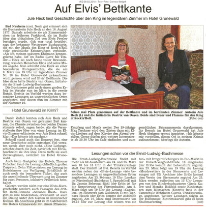 Auf Elvis' Bettkante, WZ 09.02.2018, Text + Foto: Corinna Weigelt