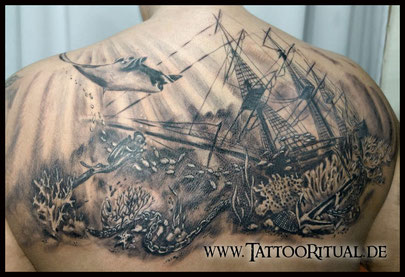 Tattoo Rostock, Tattoostudio Rotock, Tattoo Wrack Unterwasser Taucher, TattooRitual