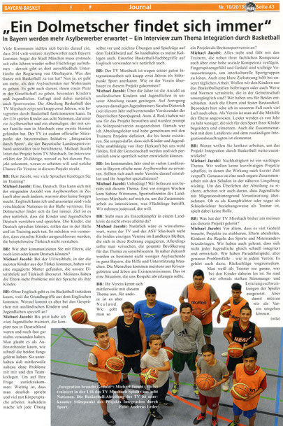 Bericht der BayernBasket 10/2013 - Zum Vergrößern Klicken