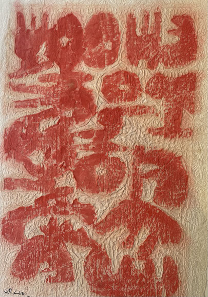 Ungno Lee, empreinte, encre originale, signée et datée 1969, expose à la galerie agnes thiébault, Paris