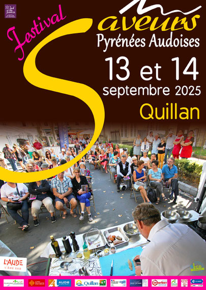 Affiche du Festival des Saveurs en Pyrénées Audoises 2025 à Quillan