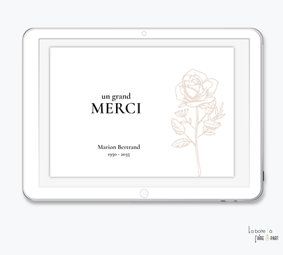 Carte de remerciements décès -Carte de remerciements décès digital-Carte de remerciements décès numérique-Carte de remerciements à envoyer par mms-par mail-réseaux sociaux-whatsapp-facebook-messenger-rose-enterrement-deuil-mort-croix