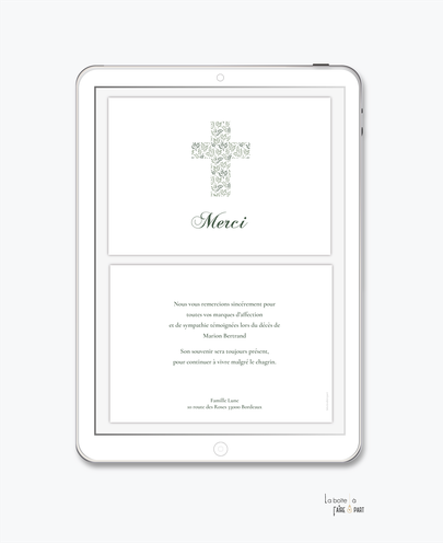 Carte de remerciements décès-Carte de remerciements décès digital-Carte de remerciements décès numérique-Carte de remerciements à envoyer par mms-par mail-réseaux sociaux-whatsapp-facebook-messenger-r-fleurs-bougies-marguerite-végétal-deuil-mort