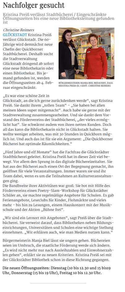 Nachfolger gesuicht (für die Stadtbücherei)