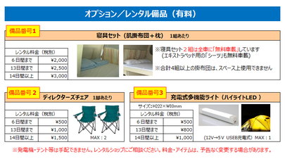 無料車載品リスト（ハイエース）