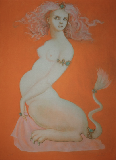 Leonor Fini (1908 – 1996) Sphinx Lithograph in colours, 1975, signed in pencil, there were approximately 30 artist's proof aside from the numbered edition of 175, 745 x 549mm