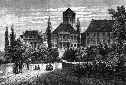 Bayreuth. Harmoniegebäude. Stahlstich von F. Hablitschek. 1866.