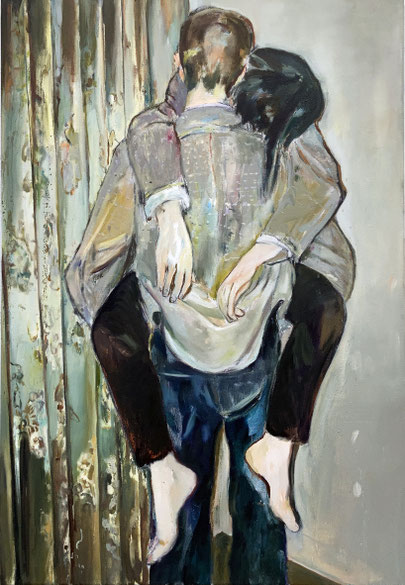 Vorhang / catching on in secret 2025 oil on canvas 130 x 90 cm
