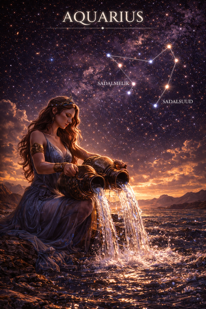 Une femme avec ses jarres sous sa constellation 