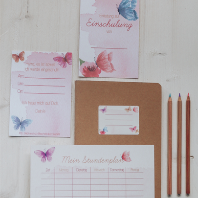 Einschulung Schmetterlinge Schulstart Stundenplan Butterflies