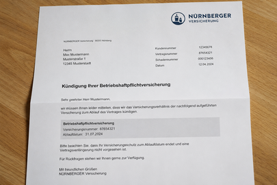 Beispiel Kündigungsschreiben zur Nürnberger Versicherung für Pyrotechniker