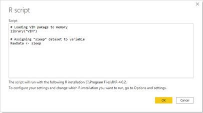 Using R datasource in Power BI Desktop