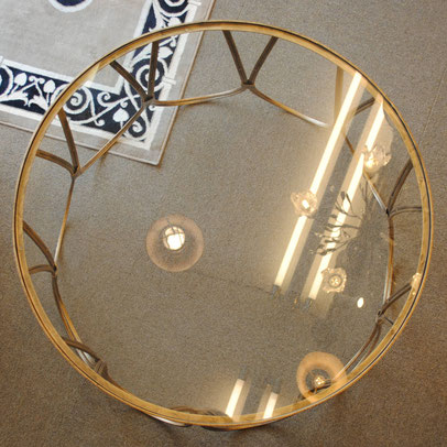 センターテーブル コーヒーテーブル アイアンテーブル アンティークゴールド ガラストップ メトロポリタンスタイル