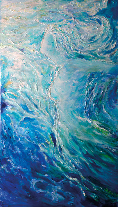 Undine von Barbara Meiler, 80 x 140 cm, Mischtechnik auf Leinwand