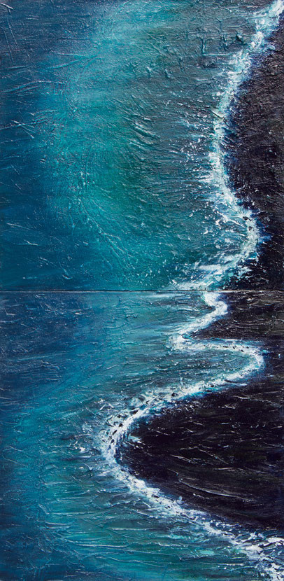 "Atoll II", Acryl auf Leinwand, 2 mal 50x50 cm