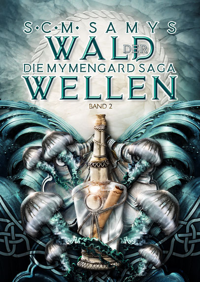 Episches High Fantasy Cover mit Wellen, Flaschenpost und Quallen