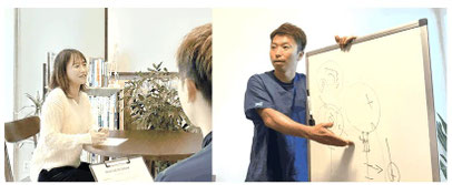 問診と原因の検査をおこなっている様子