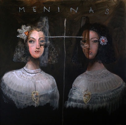"Meninas" Acrylique sur toile Dim 100cm x 100cm 
