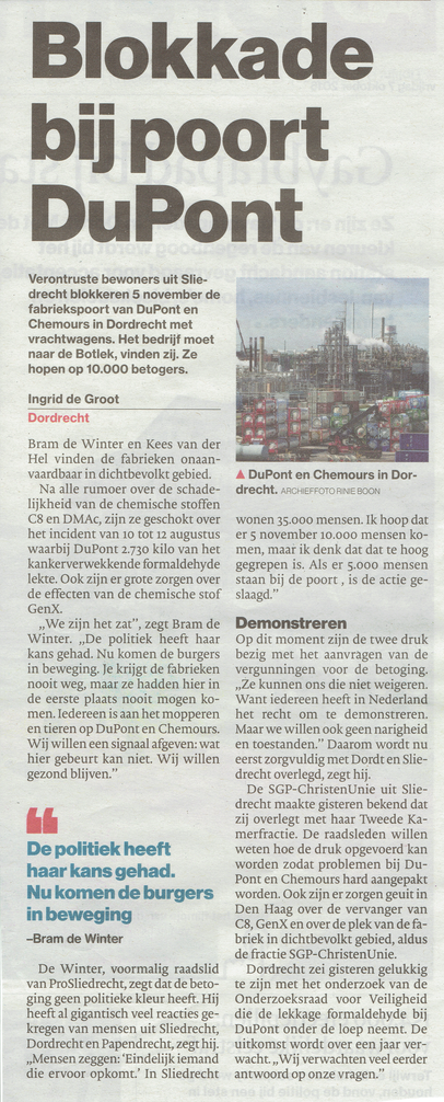Artikel verschenen in AD De Dordtenaar van 7 oktober 2016