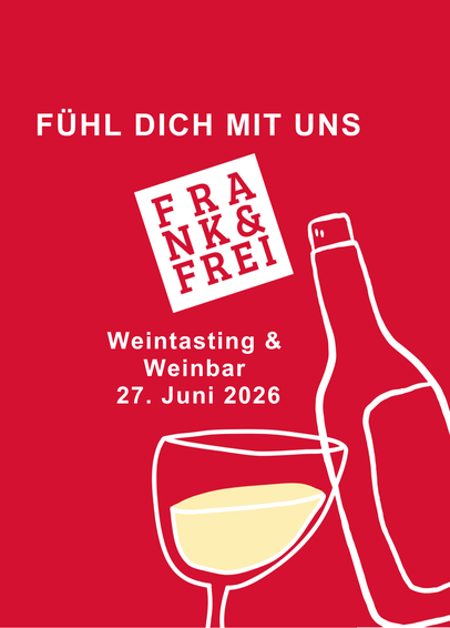 Frank und Frei goes Nockherberg Würfel mit Weingläsern und Weinflasche