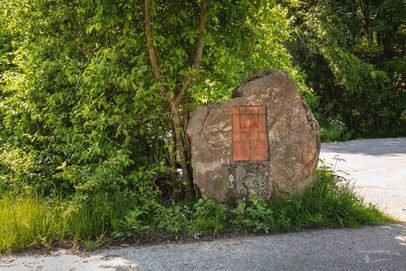 Gedenkstein der Zeche Ibbenbüren Rudolfschacht auf dem Dickenberg im Ibbenbürener Steinkohlenrevier