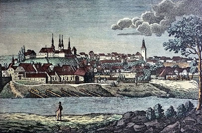 Saaz k. Kreisstadt in Böhmen. Stich nach 1827.