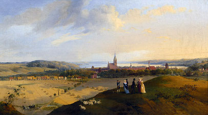 Neubrandenburg. Blick auf die Stadt vom Datzeberg aus. Gemälde von H. Stoll. 1840.