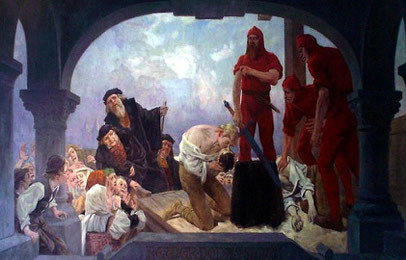 Fresko Der Bruderkuß von Hugo Zieger * 5. Juli 1864 in Koblenz, Hinrichtung der friesischen „Volkshelden“ Dude und Gerold Lubben