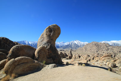 This marvelously shaped rock in the Alabama Hills marks the start of the Indian chase in "How the West Was Won". 