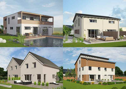 Die flexibel und individuell planbare Doppelhaus-Reihe „Duett“ von Fingerhut Haus. Foto: Fingerhut Haus