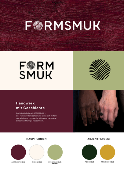Brandboard FORMSMUK - kräftige, hochwertige, gemütliche Farben und natürliche Formen und Strukturen