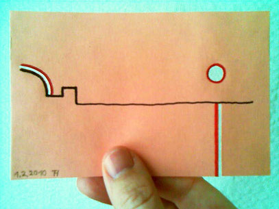 "REICHLICH SUNSET" (c) De Toys, 1.2.2010 (Löschpapier 9.5x14.8 cm, gelocht)